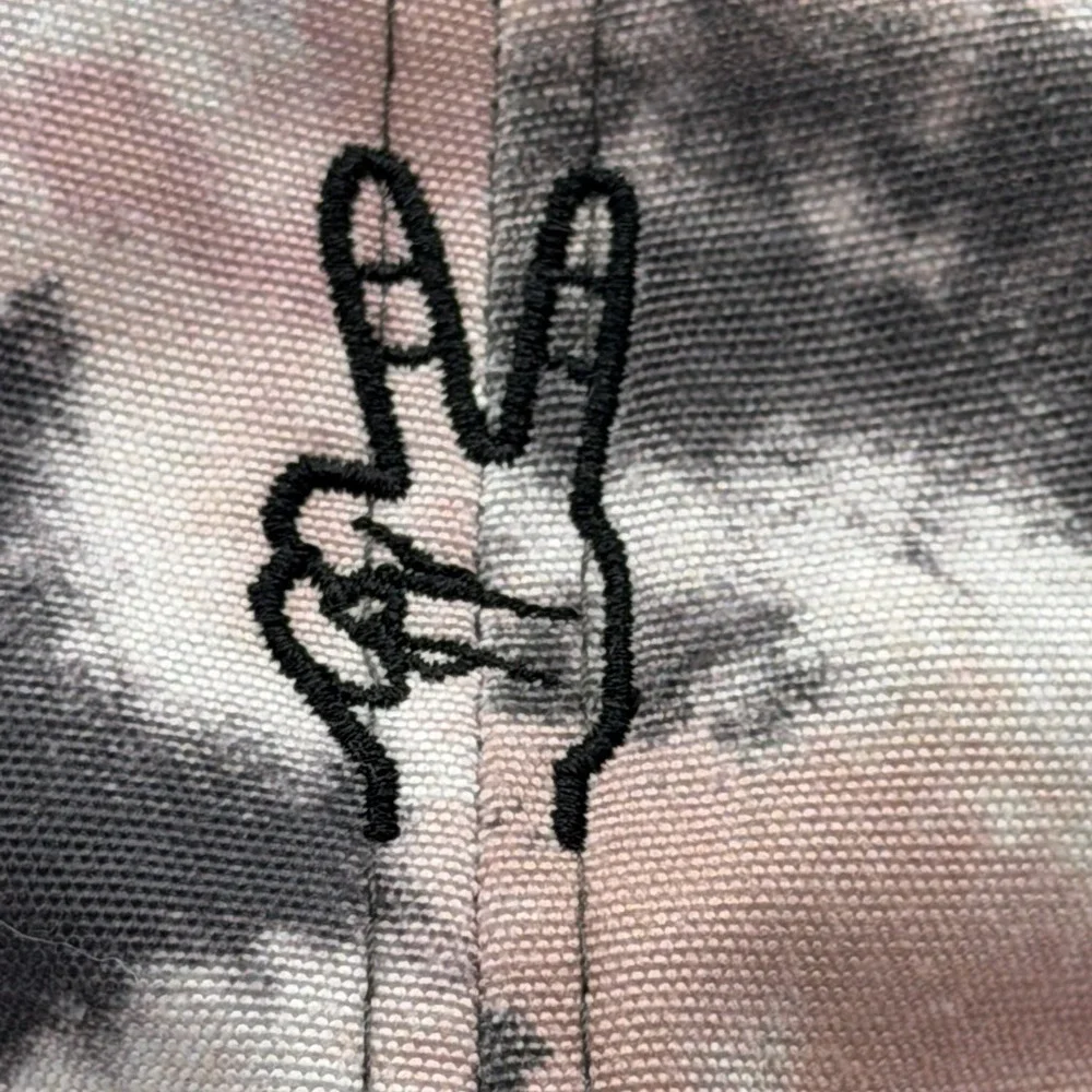 Tie-Dye Peace‎ Sign Embroidered Baseball Cap Pink Black White One Size